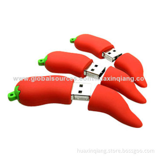 Chilli USB Flash Drives, 128MB-64GB Capacity, Logo Design, Soft PVC, 5 Years Warranty, USB2.0